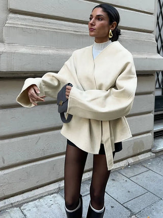 Maison Marlowe | Women's Belted Wrap Coat - Oversized Fit