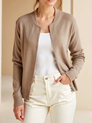 Maison Marlowe | Zip-Up Knit Cardigan – Slim Fit