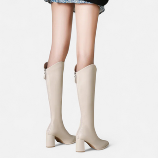 Maison Marlowe | Knee-High Block Heel Boots with Pointed Toe