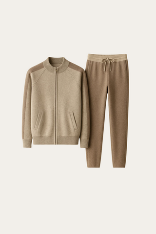 Maison Marlowe | Cashmere Wool Zip-Up Lounge Set – Bomber Jacket & Drawstring Pants