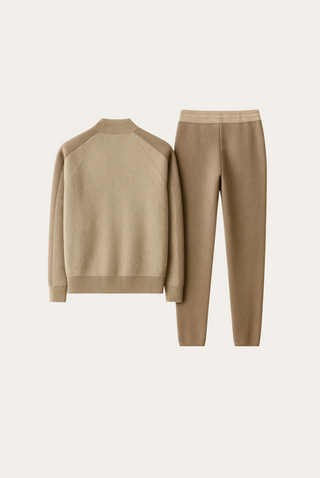 Maison Marlowe | Cashmere Wool Zip-Up Lounge Set – Bomber Jacket & Drawstring Pants