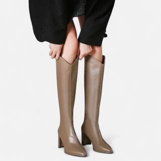 Maison Marlowe | Knee-High Block Heel Boots with Pointed Toe