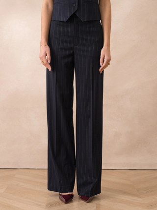 Maison Marlowe | High-Waisted Pinstripe Trousers – Wide-Leg Tailored Fit