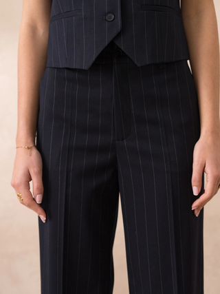 Maison Marlowe | High-Waisted Pinstripe Trousers – Wide-Leg Tailored Fit
