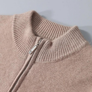 Maison Marlowe | Men’s Cashmere Wool Half Zip Sweater – Ribbed Mock Neck