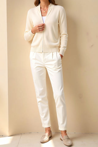 Maison Marlowe | Cotton Zip-Up Sweater – Slim Fit Stand Collar Knit