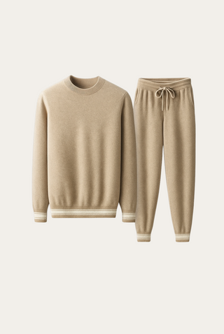 Maison Marlowe | Cashmere Wool Lounge Set – Crew Neck Sweater & Drawstring Pants