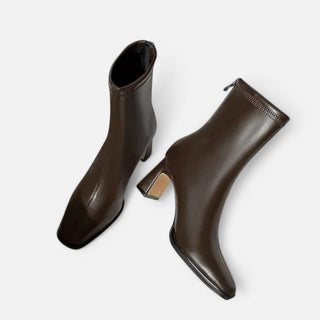 Maison Marlowe | Square Toe Ankle Boots with Thick Heel