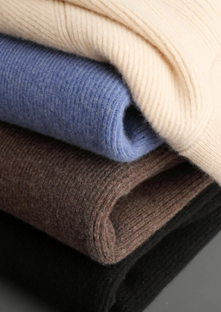 Maison Marlowe | Men’s Cashmere Wool Full Zip Cardigan – Ribbed Stand Collar