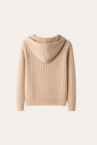 Maison Marlowe | Cable-Knit Cashmere Wool Zip Hoodie