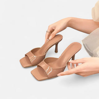 Maison Marlowe | Patent Slip-On Heeled Mules - Open-Toe Square Heel