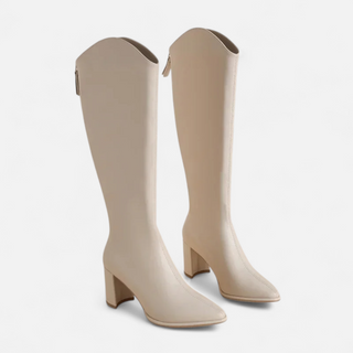 Maison Marlowe | Knee-High Block Heel Boots with Pointed Toe