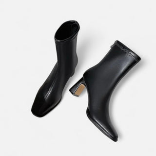 Maison Marlowe | Square Toe Ankle Boots with Thick Heel