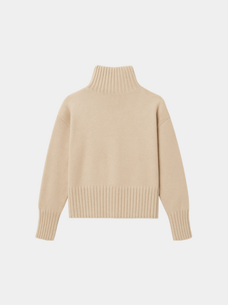 Maison Marlowe | Wool Cashmere Half-Zip Sweater – Relaxed Cropped Fit