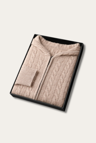 Maison Marlowe | Cable-Knit Cashmere Wool Zip Hoodie