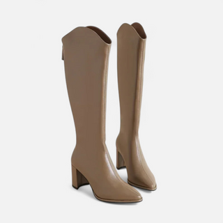 Maison Marlowe | Knee-High Block Heel Boots with Pointed Toe
