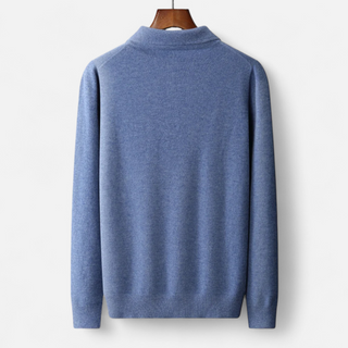 Maison Marlowe | Men’s Merino Wool Polo Sweater – Lightweight Long Sleeve Knit