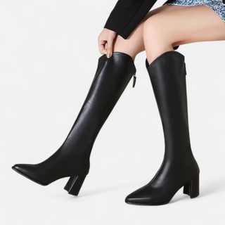 Maison Marlowe | Knee-High Block Heel Boots with Pointed Toe
