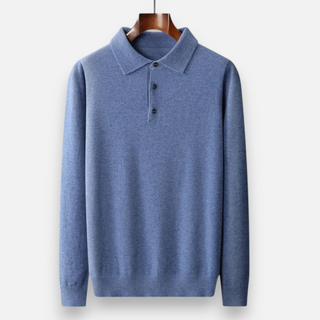 Maison Marlowe | Men’s Merino Wool Polo Sweater – Lightweight Long Sleeve Knit
