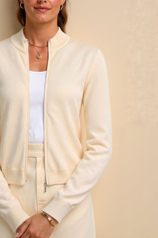 Maison Marlowe | Cotton Zip-Up Sweater – Slim Fit Stand Collar Knit