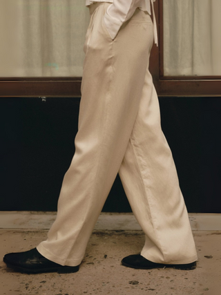 Maison Marlowe | Linen Blend Wide-Leg Trousers – Tailored High-Waist