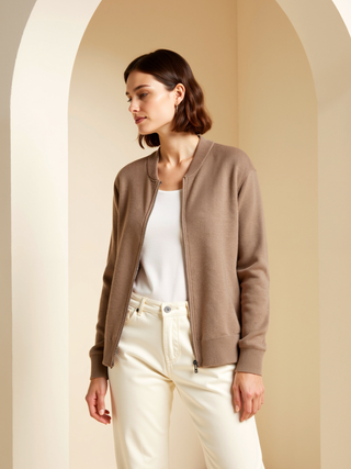 Maison Marlowe | Zip-Up Knit Cardigan – Slim Fit