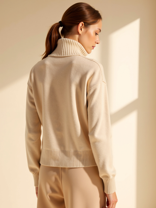 Maison Marlowe | Wool Cashmere Half-Zip Sweater – Relaxed Cropped Fit
