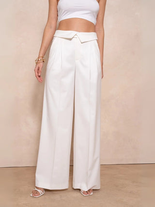 Maison Marlowe | High-Waisted Wide-Leg Cotton Trousers – Tailored Classic Fit