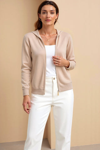 Maison Marlowe | Lightweight Zip-Up Hooded Cardigan – Smart Luxury Knitwear