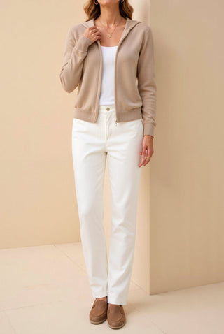 Maison Marlowe | Lightweight Zip-Up Hooded Cardigan – Smart Luxury Knitwear