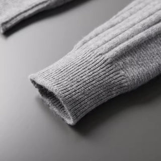 Maison Marlowe | Men’s Wool Textured Zip Cardigan – Chevron Knit Design