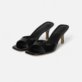 Maison Marlowe | Patent Slip-On Heeled Mules - Open-Toe Square Heel
