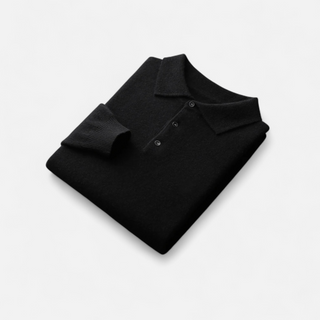 Maison Marlowe | Men’s Merino Wool Polo Sweater – Lightweight Long Sleeve Knit