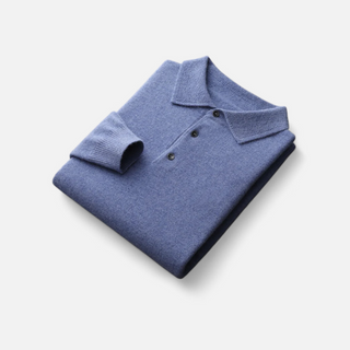 Maison Marlowe | Men’s Merino Wool Polo Sweater – Lightweight Long Sleeve Knit