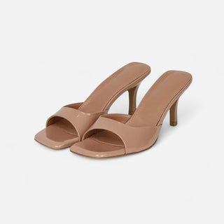 Maison Marlowe | Patent Slip-On Heeled Mules - Open-Toe Square Heel