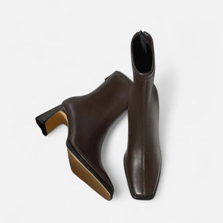 Maison Marlowe | Square Toe Ankle Boots with Thick Heel