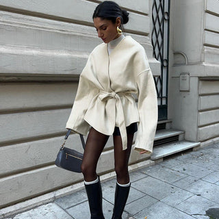Maison Marlowe | Women's Belted Wrap Coat - Oversized Fit