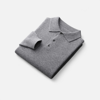 Maison Marlowe | Men’s Merino Wool Polo Sweater – Lightweight Long Sleeve Knit