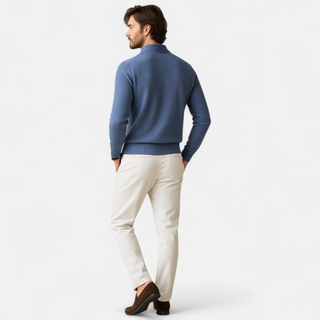 Maison Marlowe | Men’s Merino Wool Polo Sweater – Lightweight Long Sleeve Knit