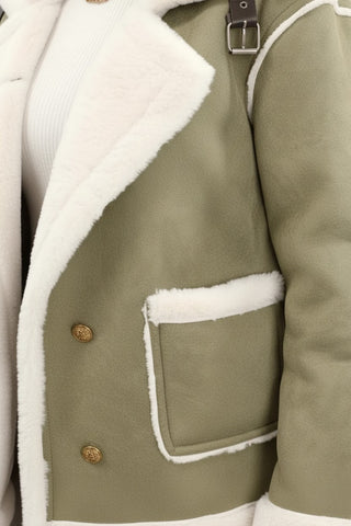Maison Marlowe | Women's Plush Lapel Jacket with Faux Fur Trim