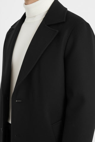 Maison Marlowe | Men's Classic Long Coat – Single-Breasted Overcoat