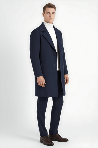 Maison Marlowe | Men's Classic Long Coat – Single-Breasted Overcoat