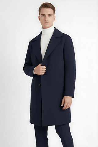 Maison Marlowe | Men's Classic Long Coat – Single-Breasted Overcoat