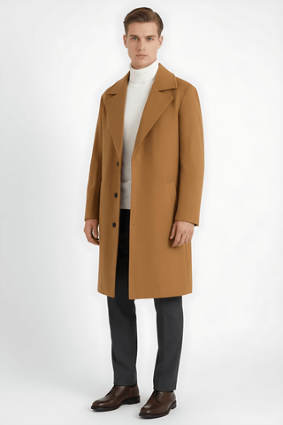Maison Marlowe | Men's Classic Long Coat – Single-Breasted Overcoat