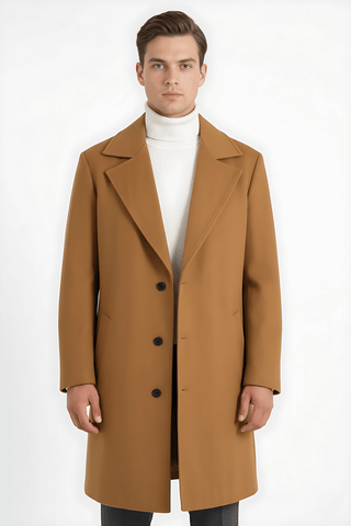 Maison Marlowe | Men's Classic Long Coat – Single-Breasted Overcoat