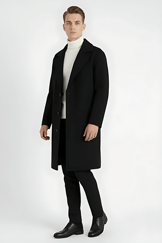 Maison Marlowe | Men's Classic Long Coat – Single-Breasted Overcoat