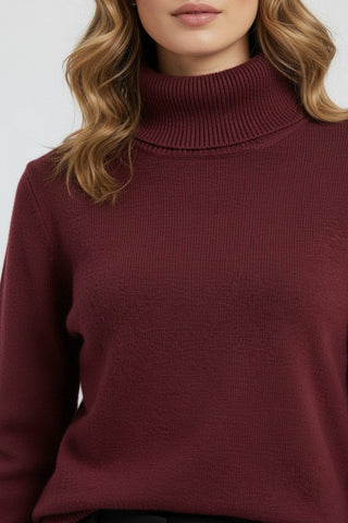 Maison Marlowe | Women's Ribbed Roll Neck Sweater – Soft Knit Turtleneck Pullover