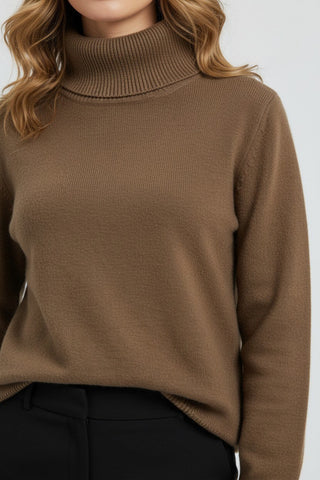 Maison Marlowe | Women's Ribbed Roll Neck Sweater – Soft Knit Turtleneck Pullover