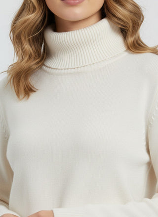 Maison Marlowe | Women's Ribbed Roll Neck Sweater – Soft Knit Turtleneck Pullover