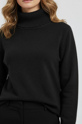 Maison Marlowe | Women's Ribbed Roll Neck Sweater – Soft Knit Turtleneck Pullover